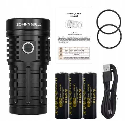 Sofirn Q8+ įkraunamas žibintuvėlis 16000 lm 5300K Q8 plus stiprus