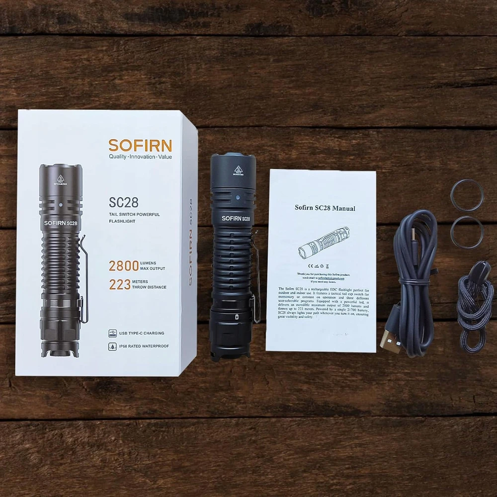 Sofirn SC28 LED žibintuvėlis 2800 lm, USB-C, 21700, IPX8