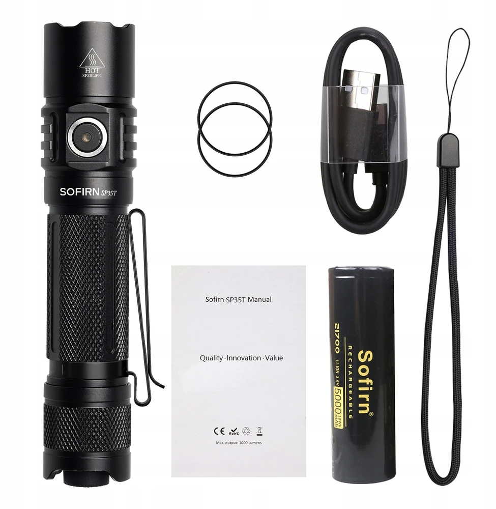 Sofirn SP35T LED žibintuvėlis, 3800 lm, USB-C įkrovimas