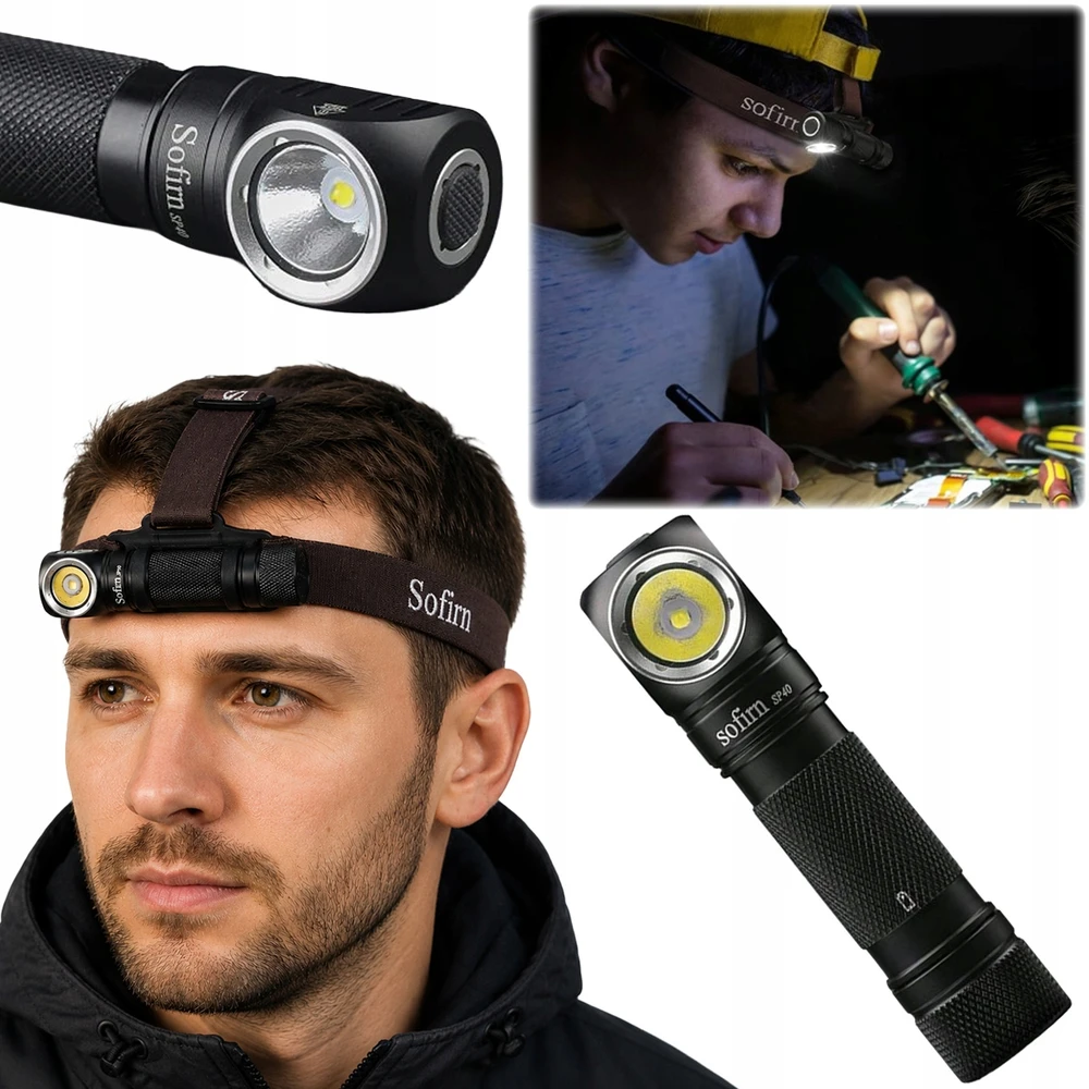 Sofirn SP40 1200 lm priekinis žibintuvėlis su USB-C įkrovimu