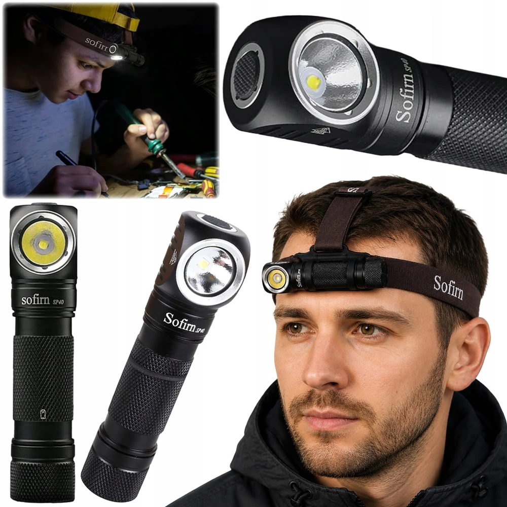 Sofirn SP40 1200 lm priekinis žibintuvėlis su USB-C įkrovimu