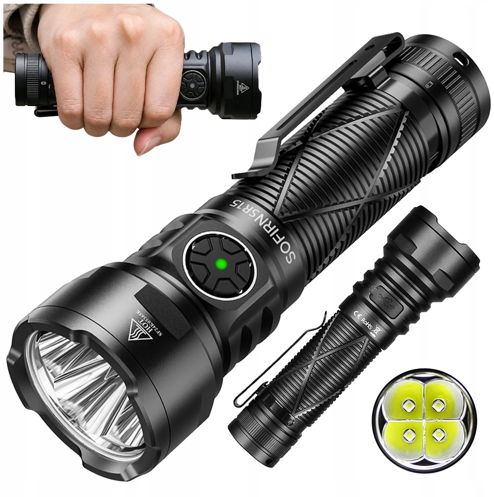 Sofirn SR15 4500 lm USB-C įkraunamas LED žibintuvėlis