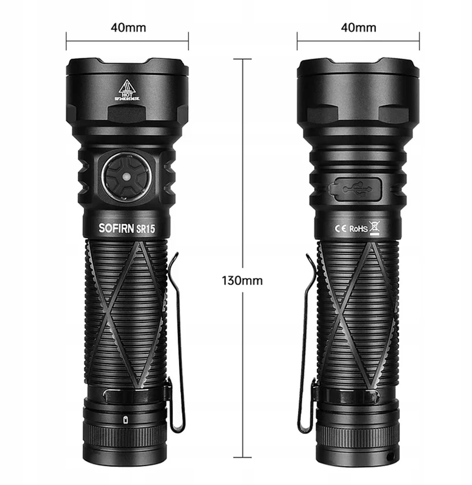 Sofirn SR15 4500 lm USB-C įkraunamas LED žibintuvėlis