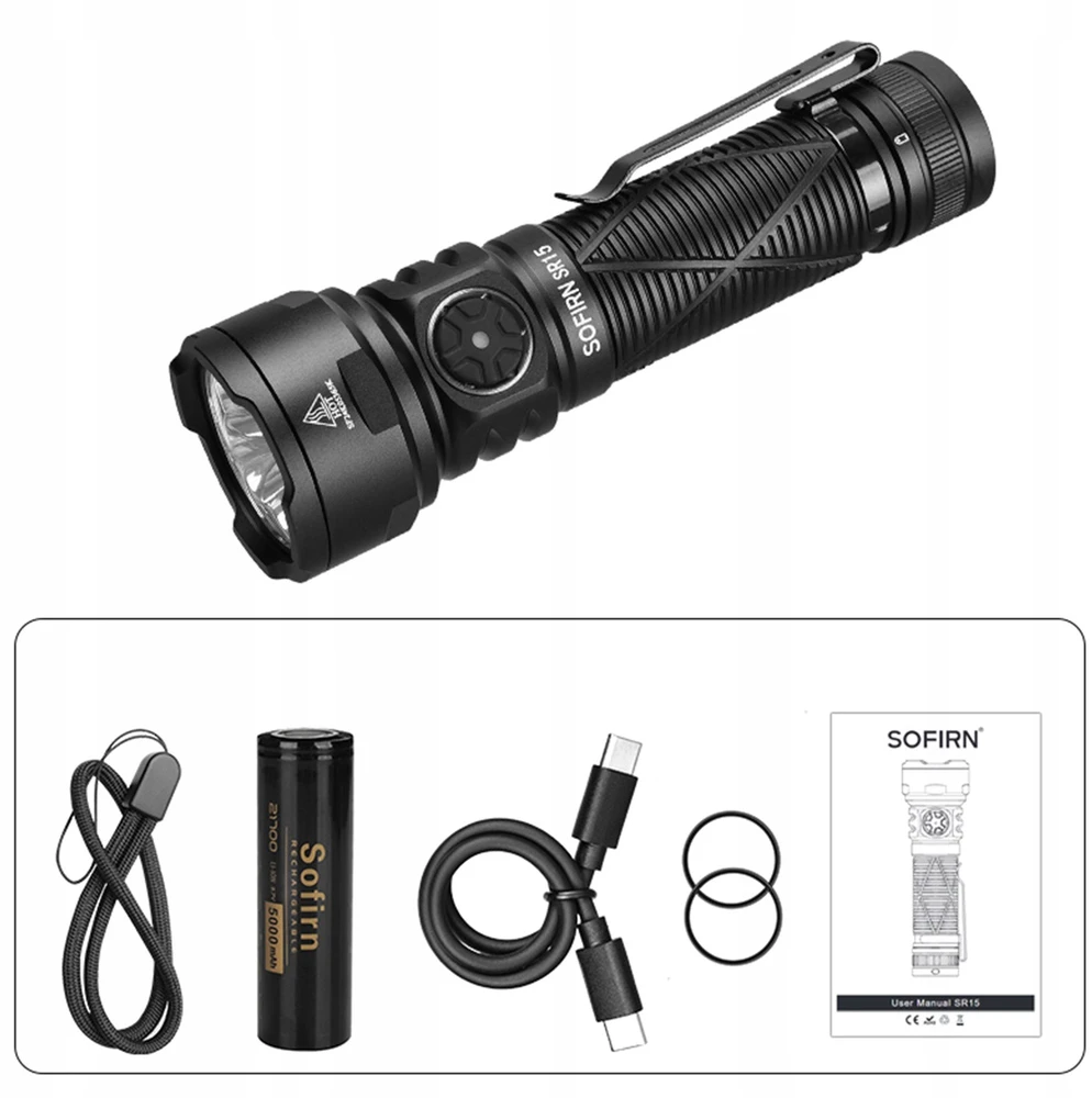 Sofirn SR15 4500 lm USB-C įkraunamas LED žibintuvėlis