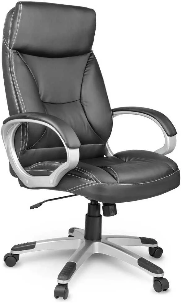 Sofotel Biuro kėdė, ergonominė odinė, juoda vadovo kėdė, reguliuojamo aukščio, patogi stalo kėdė