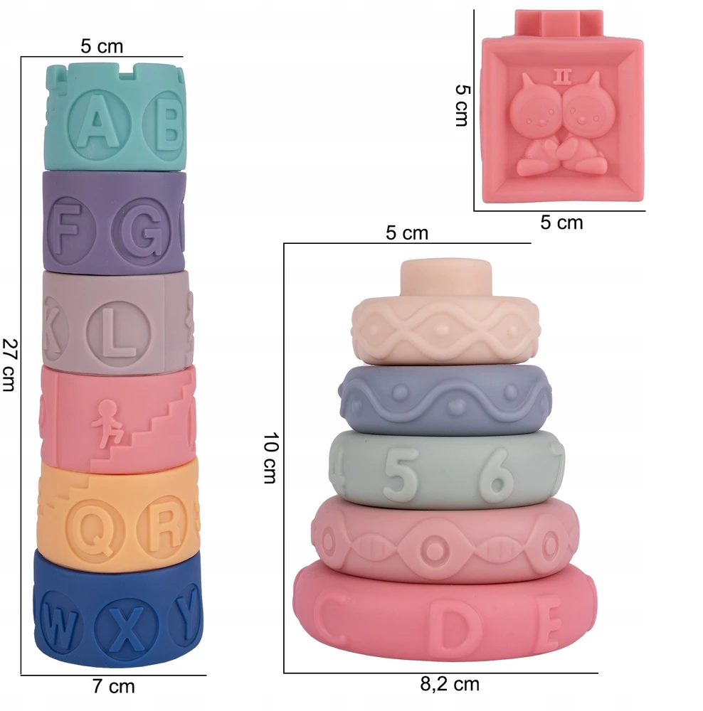 Stator SOFT CREATIVE Blocks sensoriniai DANTYS BURGES PIRAMIDĖ 27 Vnt.
