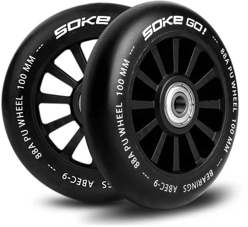 Soke Paspirtuko ratukai 100 mm juodi 2 vnt.
