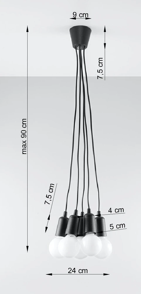 Sollux Lighting Lampa Wisząca ERICA 5 Juoda Sufitowa Dziecięca