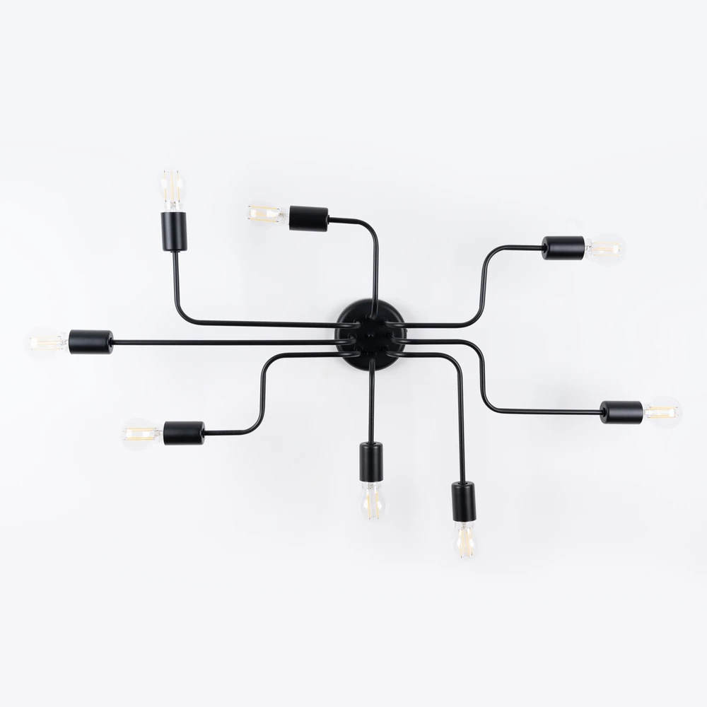 Sollux Lighting Vector 8 Led juodas pakabinamas šviestuvas virtuvei, valgomajam