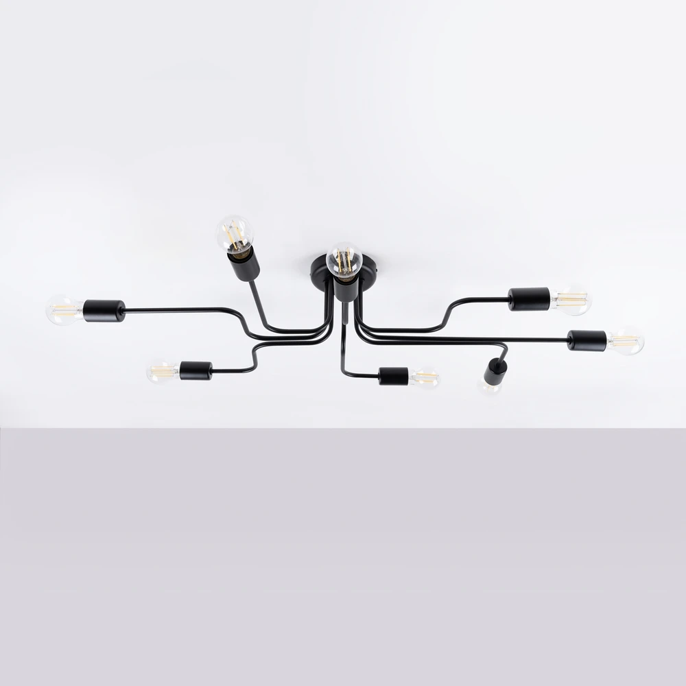 Sollux Lighting Vector 8 Led juodas pakabinamas šviestuvas virtuvei, valgomajam