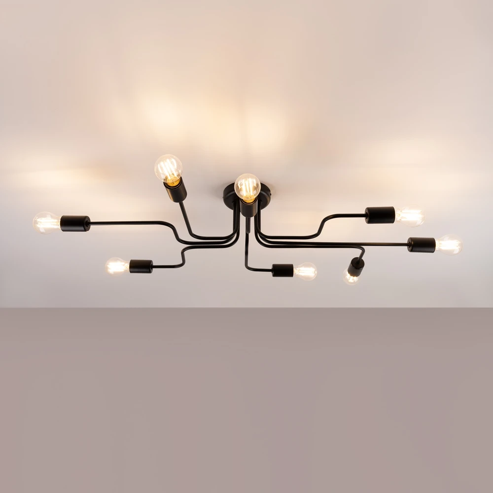 Sollux Lighting Vector 8 Led juodas pakabinamas šviestuvas virtuvei, valgomajam