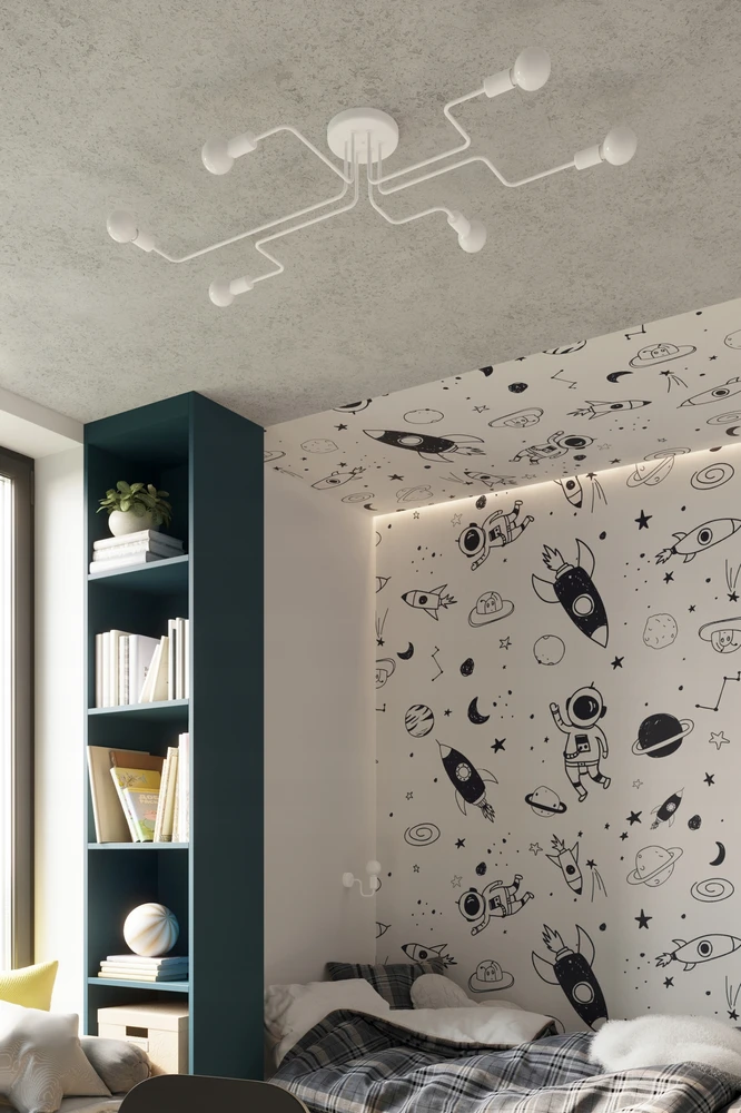 Sollux Lighting Żyrandol HECTOR 6 balta industrialny do jadalni i kuchni Sollux led