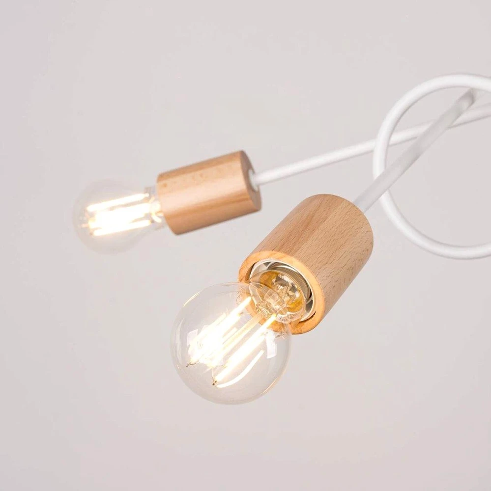 Sollux Lighting ŻYRANDOL LAMPA SUFITOWA LUMINOS, DREWNO, METAL, 5XE27, BALTA, LOFT, SALON