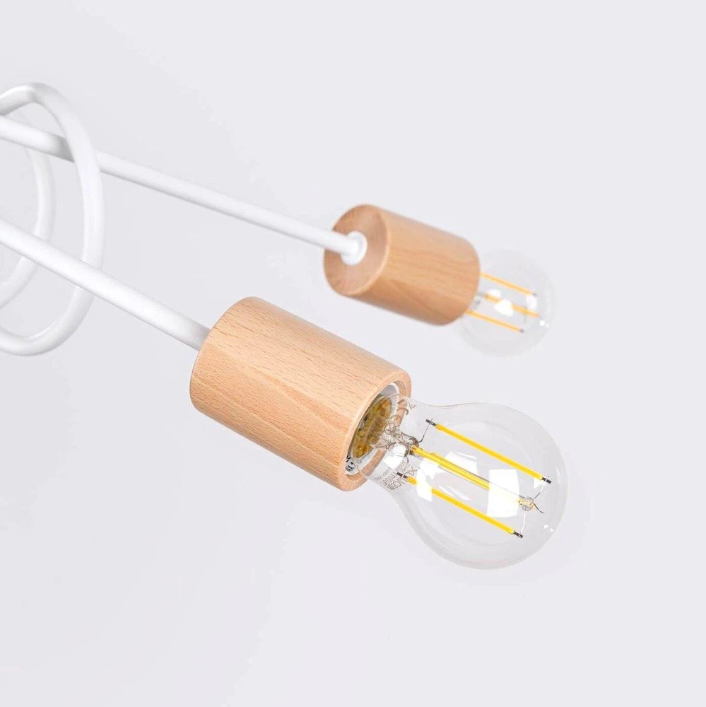 Sollux Lighting ŻYRANDOL LAMPA SUFITOWA LUMINOS, DREWNO, METAL, 5XE27, BALTA, LOFT, SALON