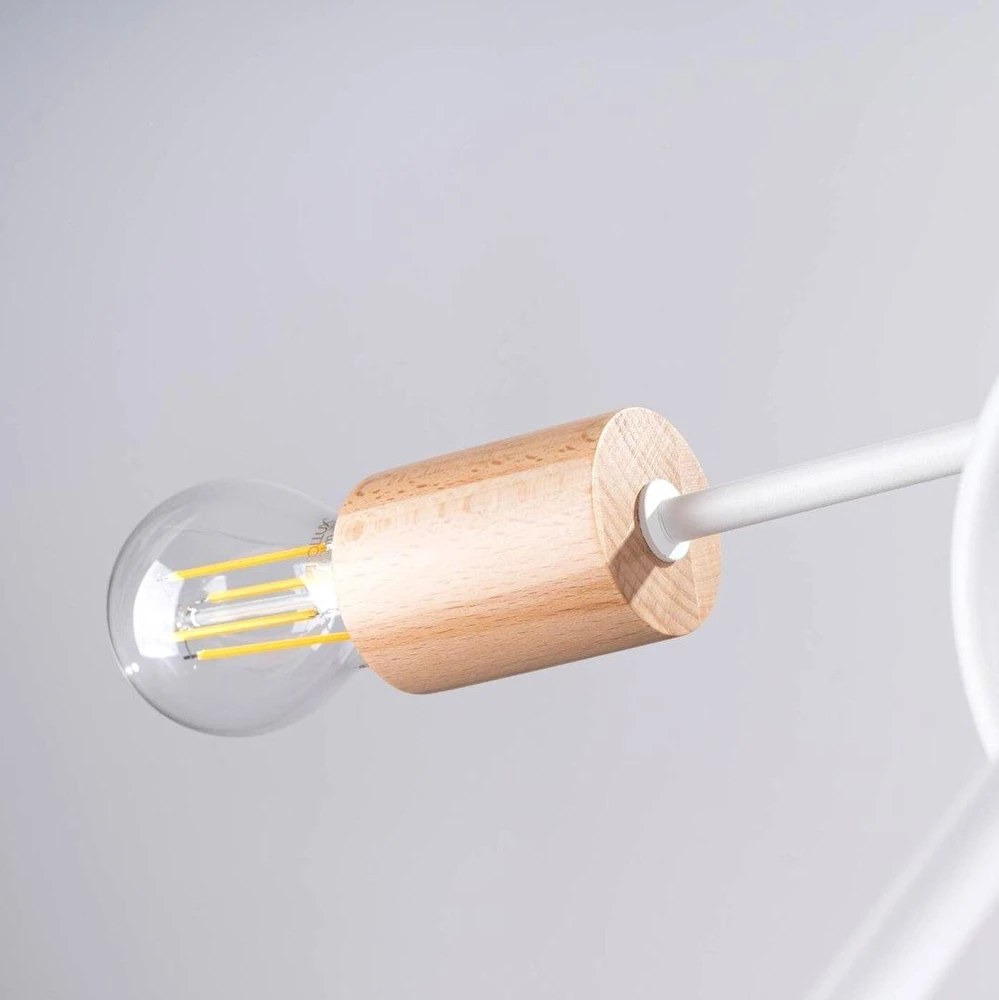 Sollux Lighting ŻYRANDOL LAMPA SUFITOWA LUMINOS, DREWNO, METAL, 5XE27, BALTA, LOFT, SALON