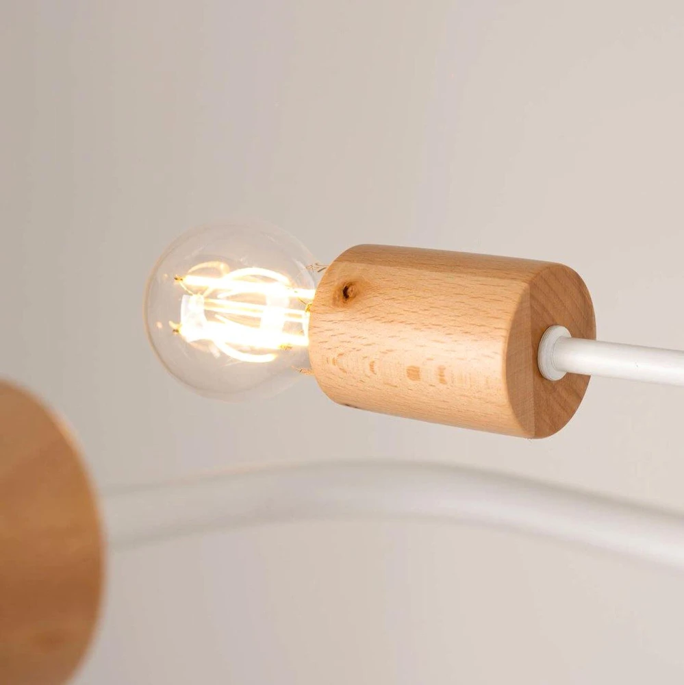Sollux Lighting ŻYRANDOL LOFT AETHEL, LAMPA SUFITOWA, DREWNIANY, Baltas, 6XE27, SALON