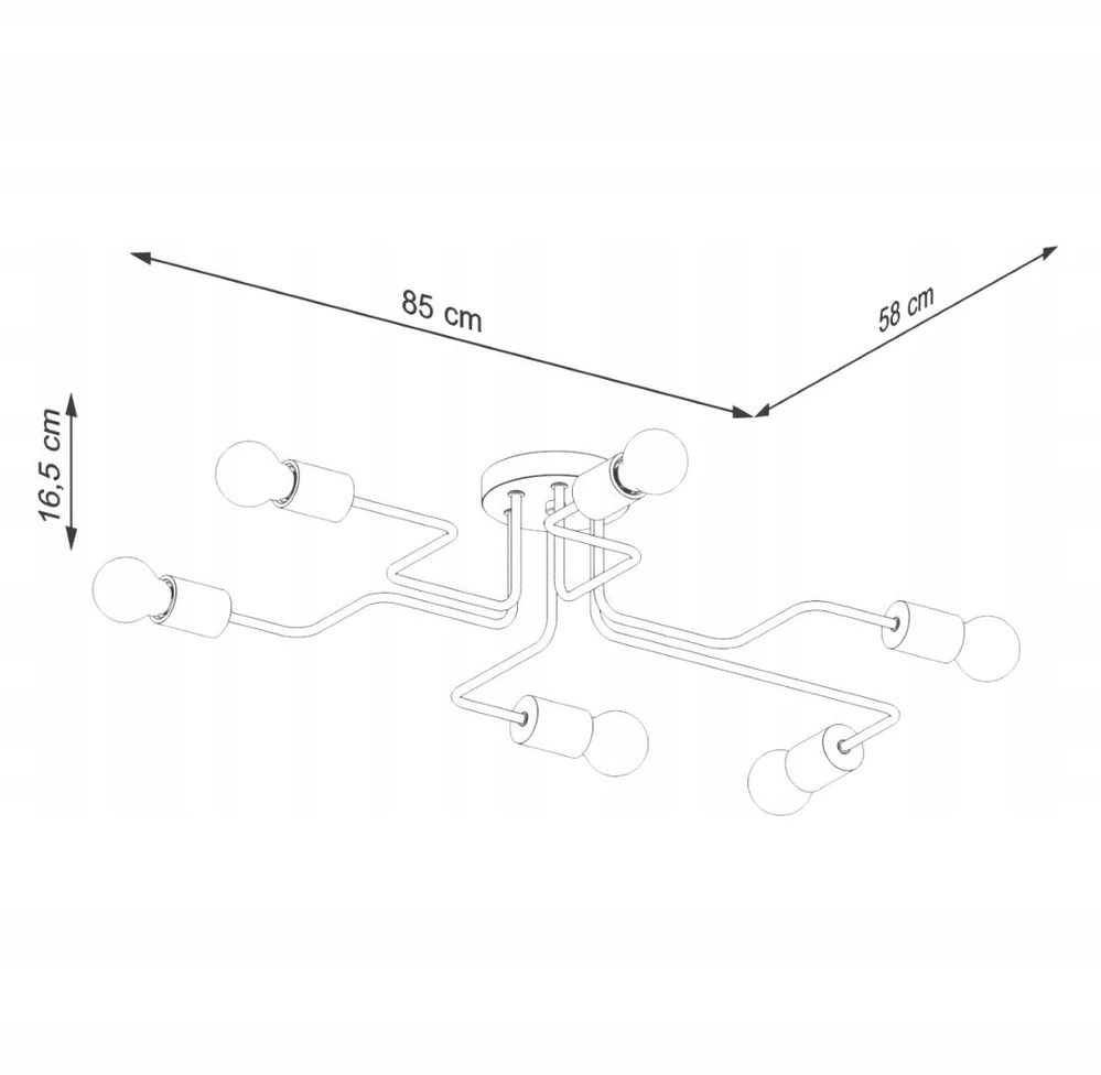 Sollux Lighting ŻYRANDOL LOFT AETHEL, LAMPA SUFITOWA, DREWNIANY, Baltas, 6XE27, SALON
