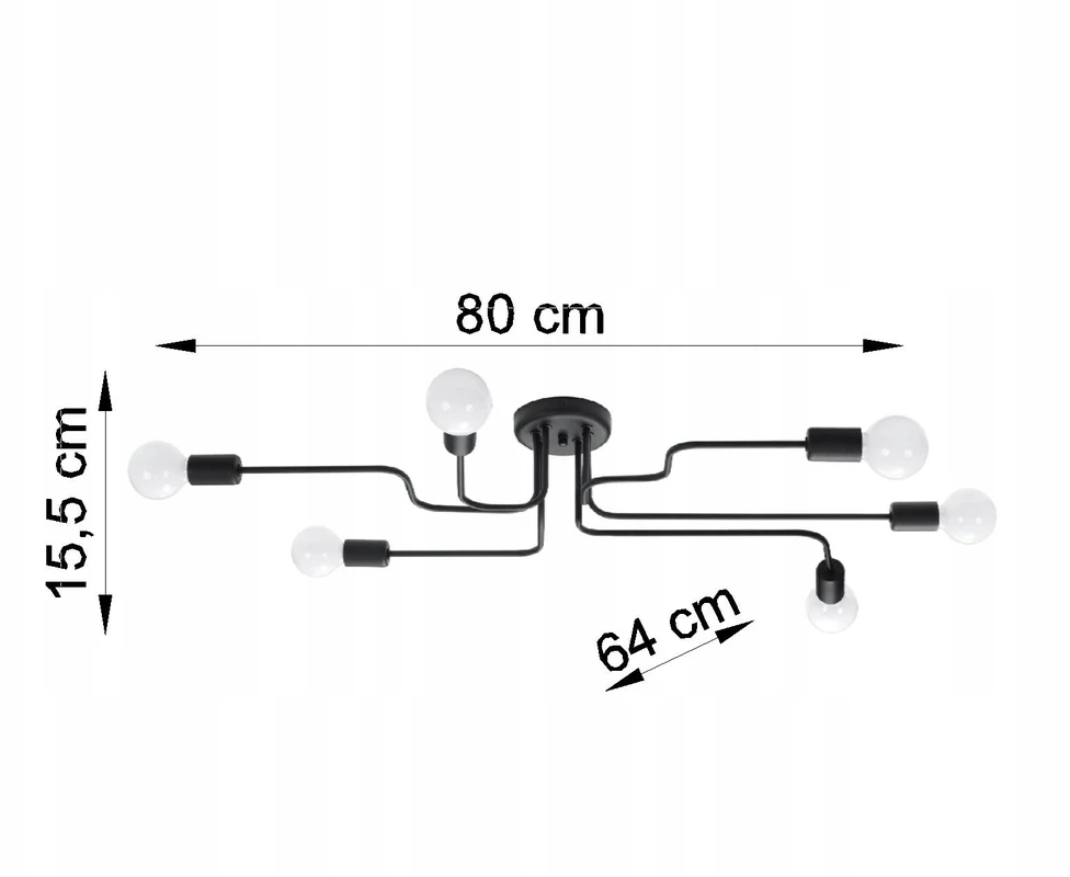 Sollux Lighting Żyrandol VECTOR 6 Juodas na Sufit Dziecięca Lampa