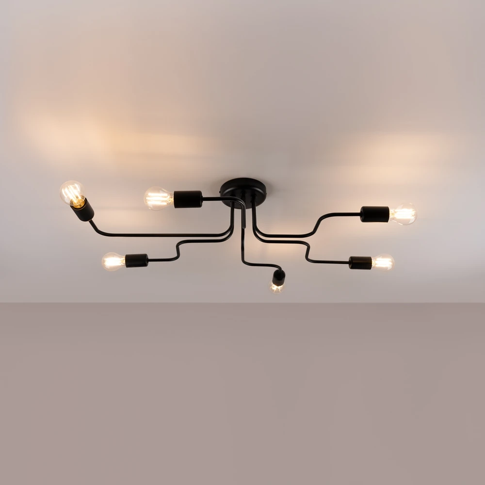 Sollux Lighting Żyrandol VECTOR 6 Juodas na Sufit Dziecięca Lampa