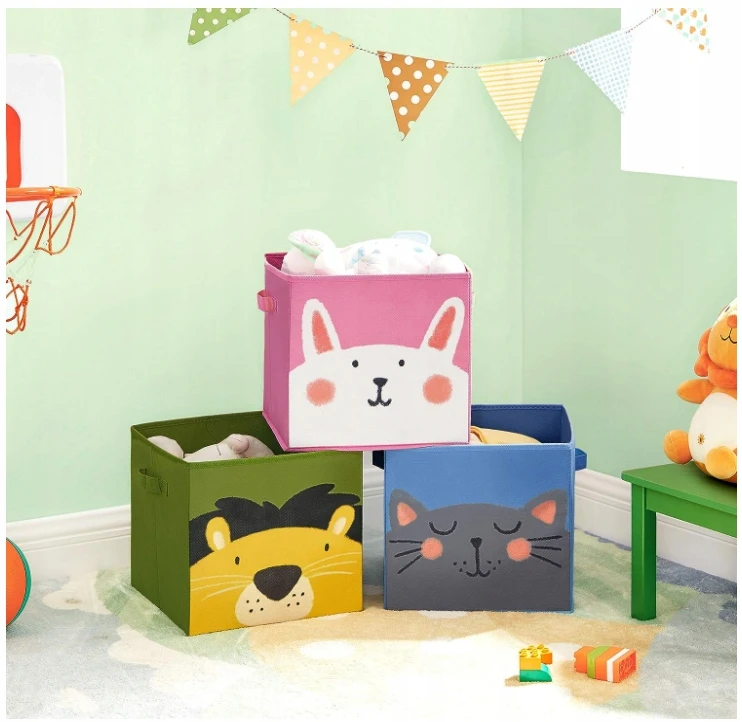 Songmics 3X PUDEŁKA NA ZABAWKI DZIECIĘCE SKRZYNKI 30x30 CM POJEMNIKI ORGANIZERY DUŻE