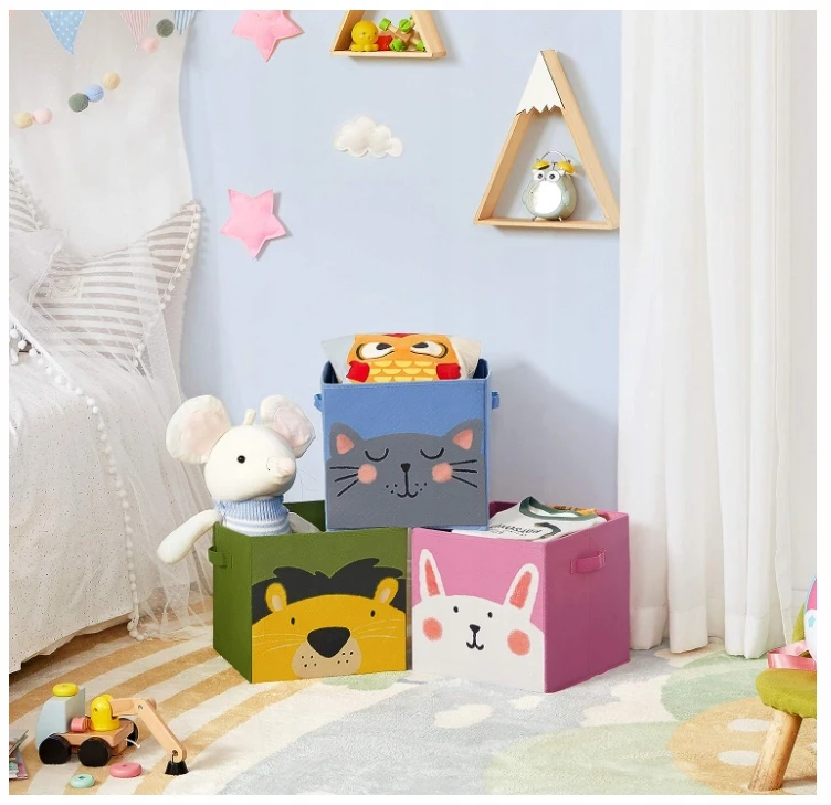 Songmics 3X PUDEŁKA NA ZABAWKI DZIECIĘCE SKRZYNKI 30x30 CM POJEMNIKI ORGANIZERY DUŻE