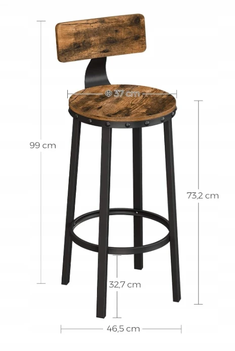 Songmics Baro kėdė, 2 vnt., su tvirtu metaliniu rėmu, sėdynė 73,2 cm