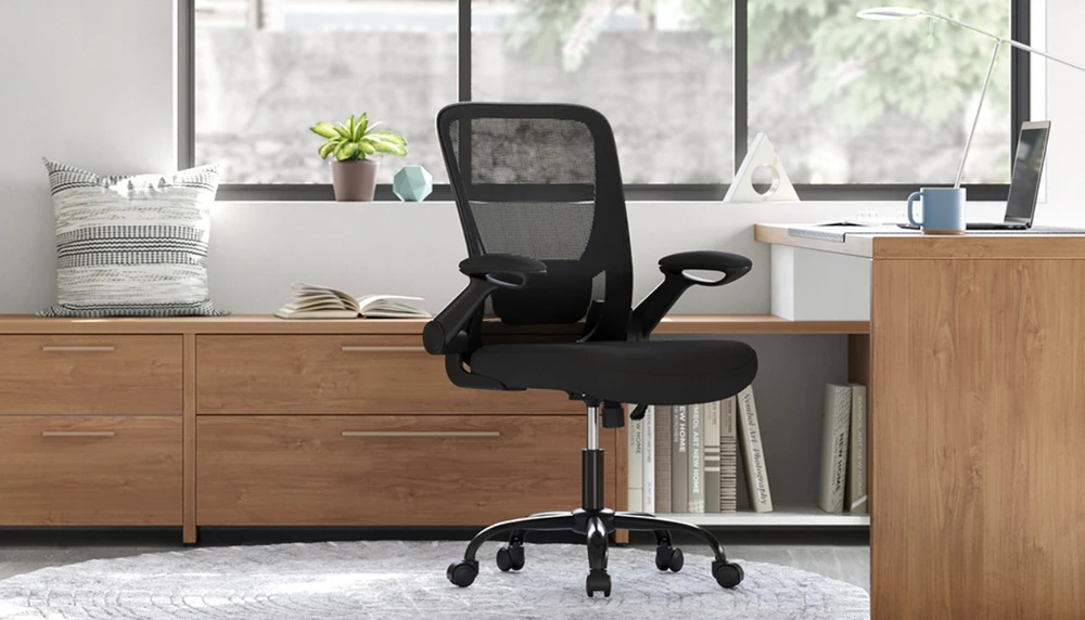 Songmics Kėdė BIUROWE SUKAMASIS FOTEL DO BIURKA ERGONOMICZNE SIATKA Juoda 120KG