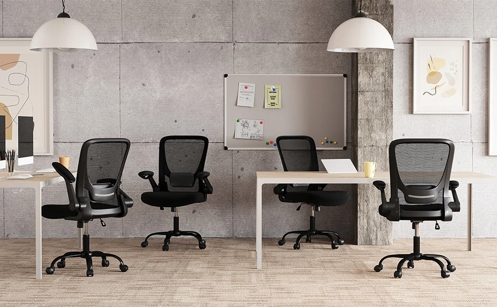 Songmics Kėdė BIUROWE SUKAMASIS FOTEL DO BIURKA ERGONOMICZNE SIATKA Juoda 120KG
