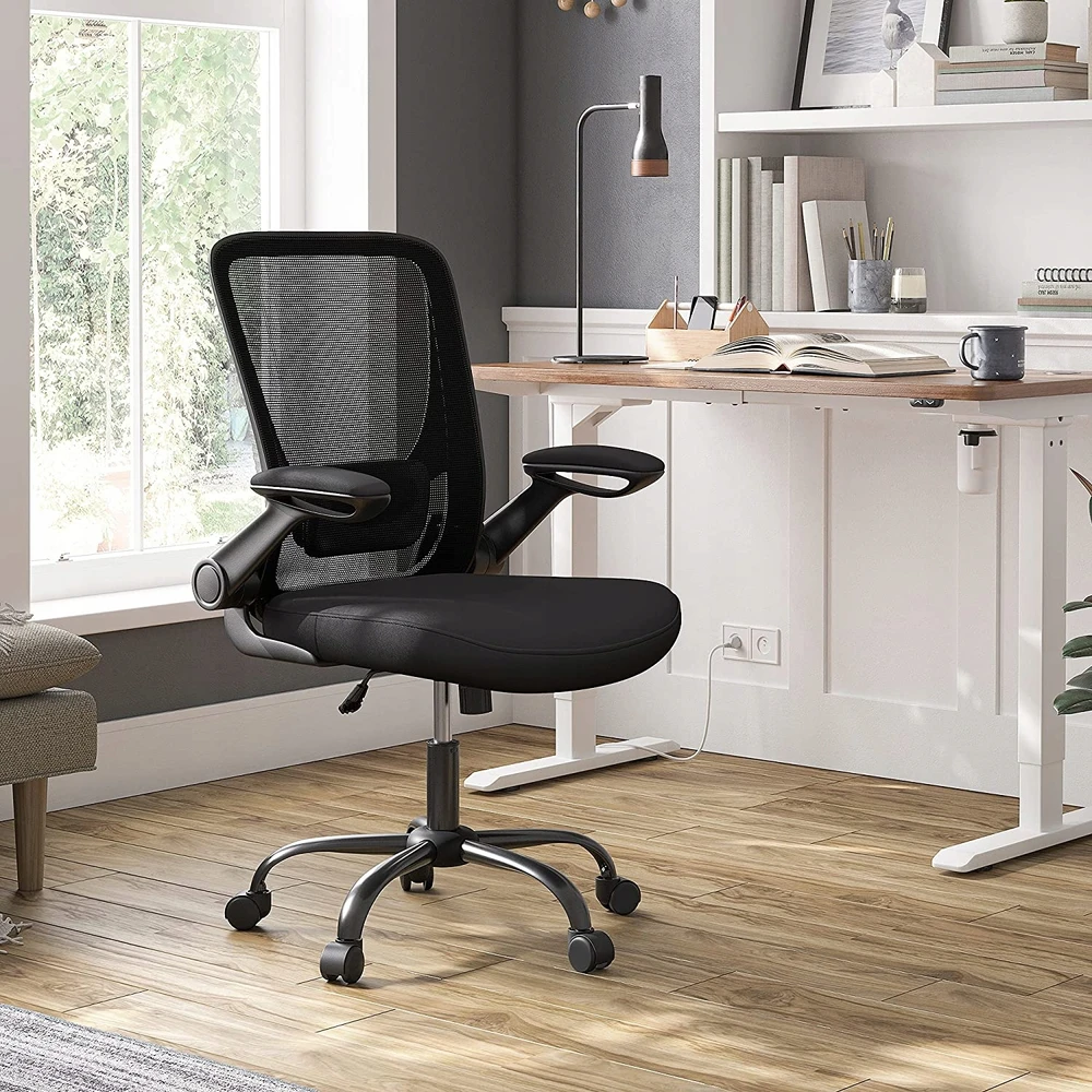 Songmics Kėdė BIUROWE SUKAMASIS FOTEL DO BIURKA ERGONOMICZNE SIATKA Juoda 120KG