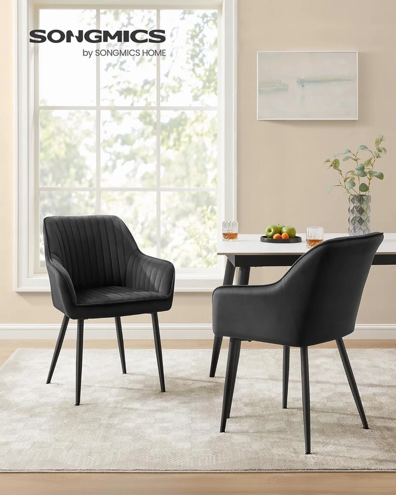 Songmics Minkštas Velvet Bucket Chair Juodas Loft Velvet