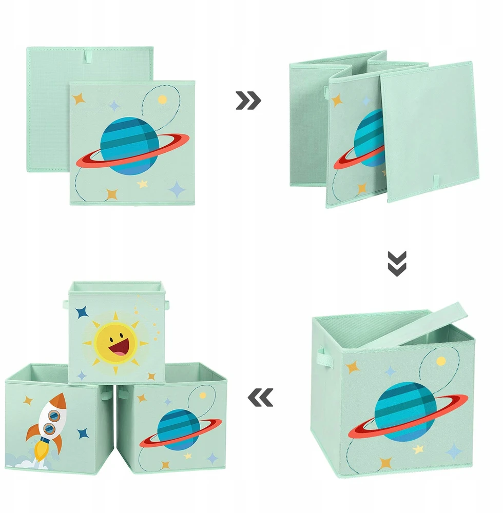 SONGMICS Pudełka Do Przechowywania 3 vnt. 30x30x30 Organizer Na Žaislai Kosmo