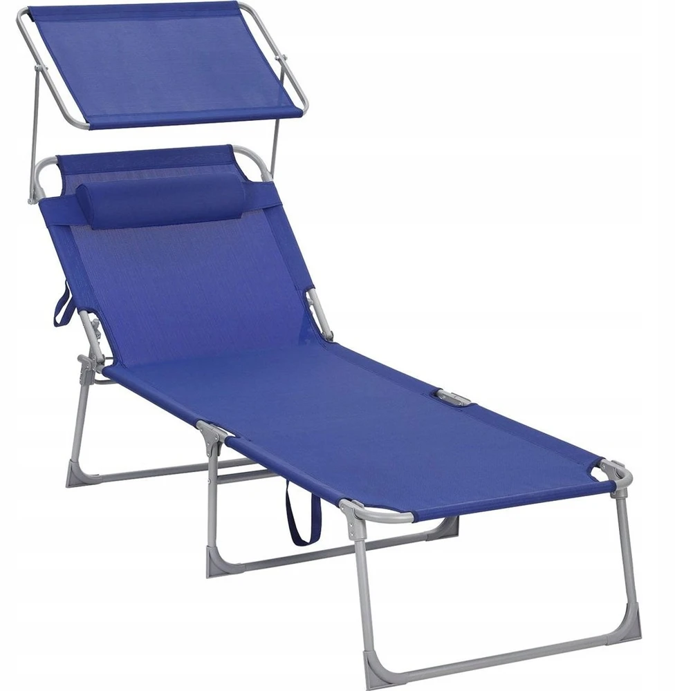Songmics Gartenliege mit Blende Dunkelblau