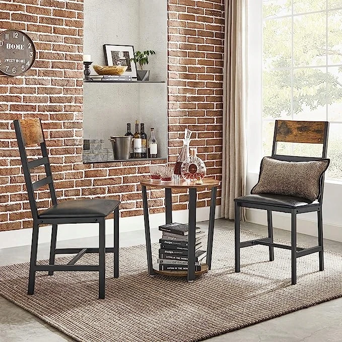 Songmics VALGOMO KĖDŽIŲ RINKINYS IŠ 2 KAIMIŠKŲ RUDŲ JUODŲ 43 x 43 x 95,5 cm