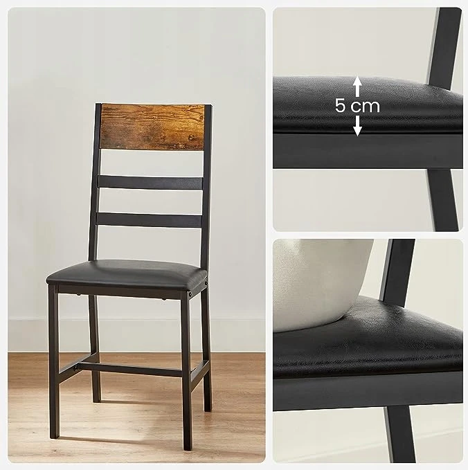 Songmics VALGOMO KĖDŽIŲ RINKINYS IŠ 2 KAIMIŠKŲ RUDŲ JUODŲ 43 x 43 x 95,5 cm