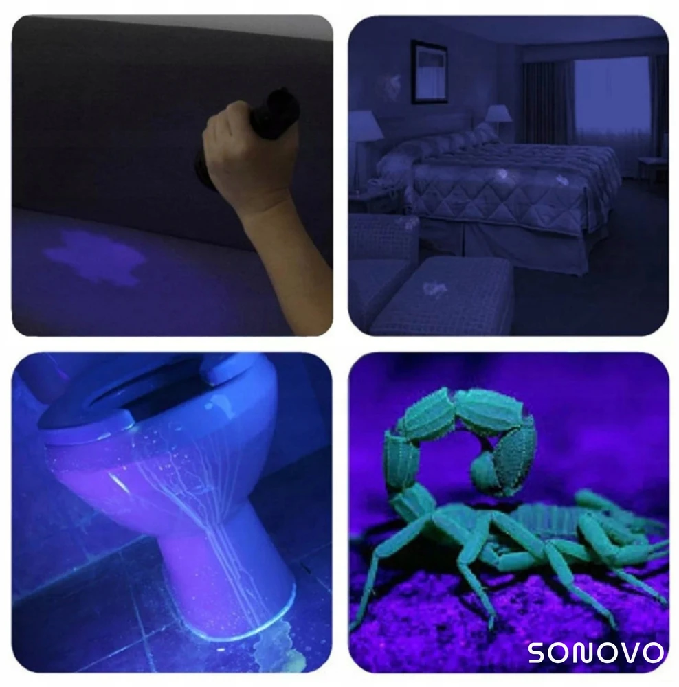 Sonovo Galingas UV žibintuvėlis 12 LED 395nm gintaro mineralams + 3x AAA baterijos