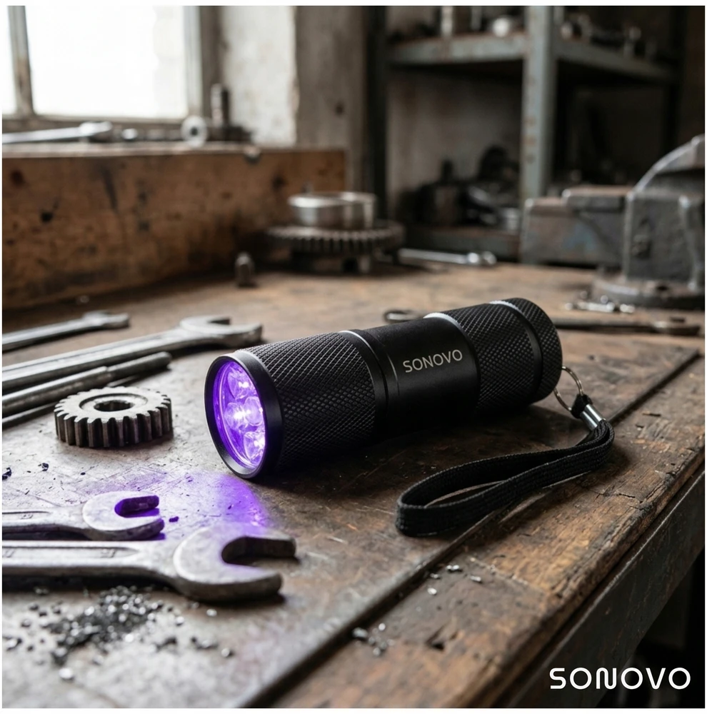 Sonovo Galingas UV žibintuvėlis 12 LED 395nm gintaro mineralams + 3x AAA baterijos
