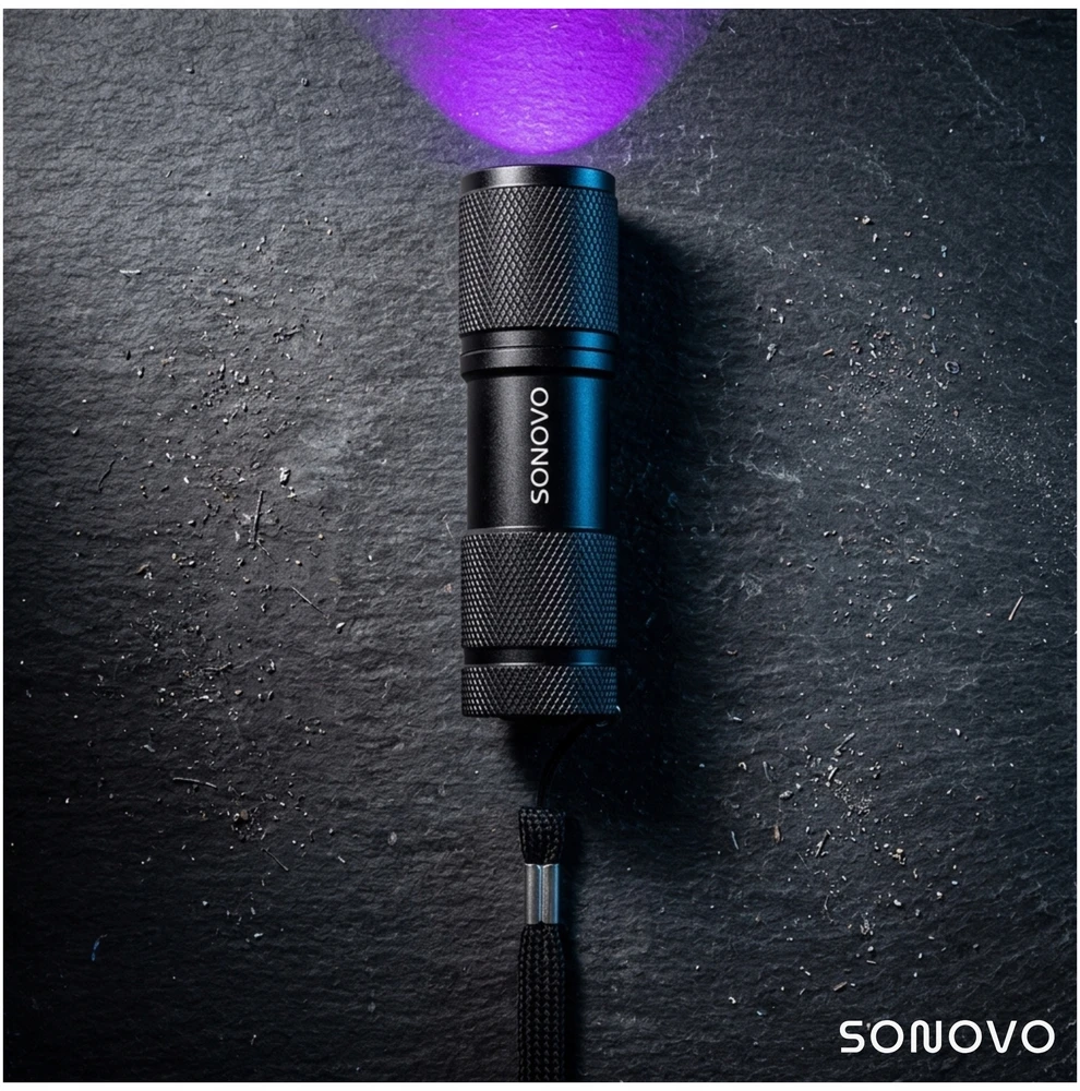 Sonovo Galingas UV žibintuvėlis 12 LED 395nm gintaro mineralams + 3x AAA baterijos