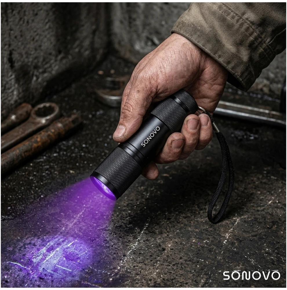 Sonovo Galingas UV žibintuvėlis 12 LED 395nm gintaro mineralams + 3x AAA baterijos