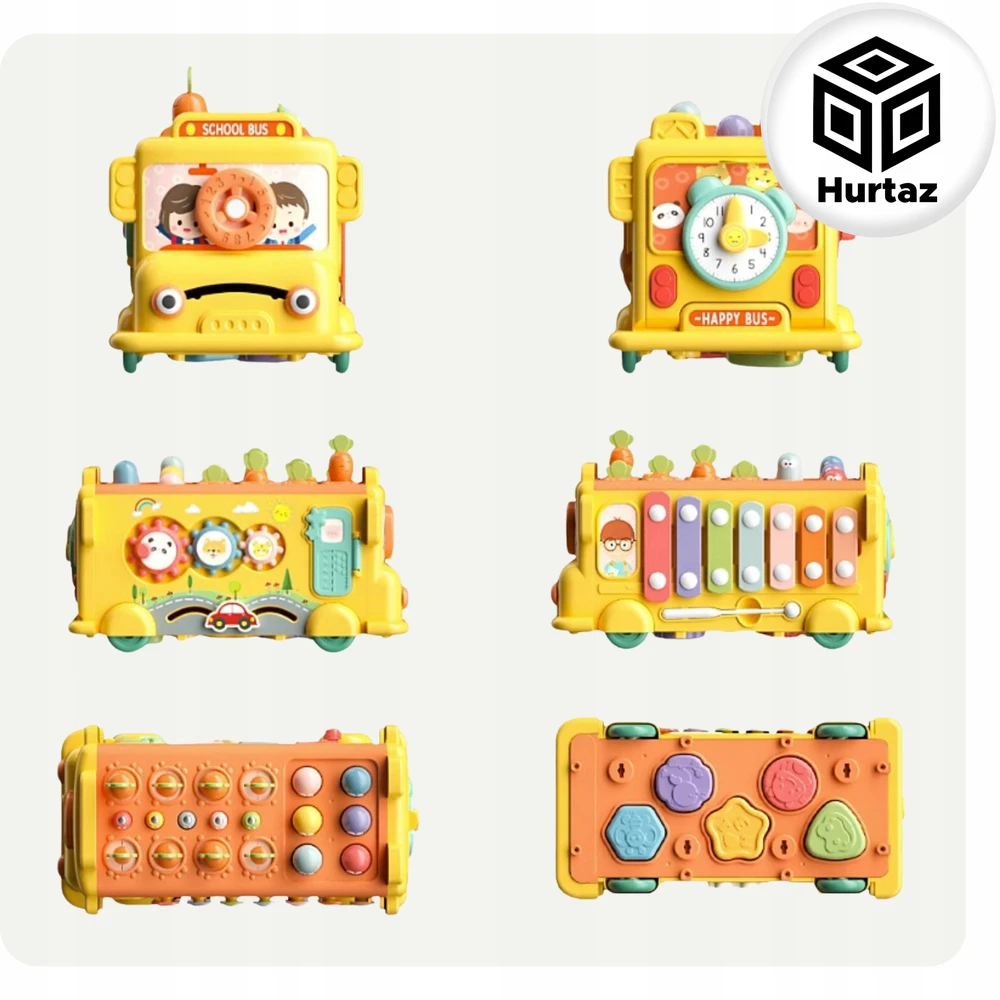 SORTER MOKOMOJO AUTOBUSA INTERAKTYVUS MONTESSORI BLOKAS CULMER HAMMER