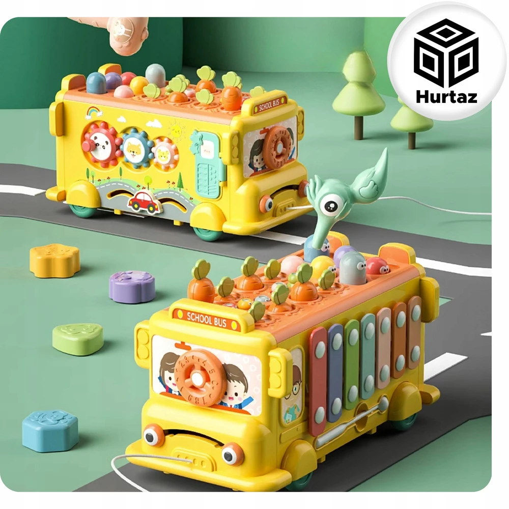 SORTER MOKOMOJO AUTOBUSA INTERAKTYVUS MONTESSORI BLOKAS CULMER HAMMER