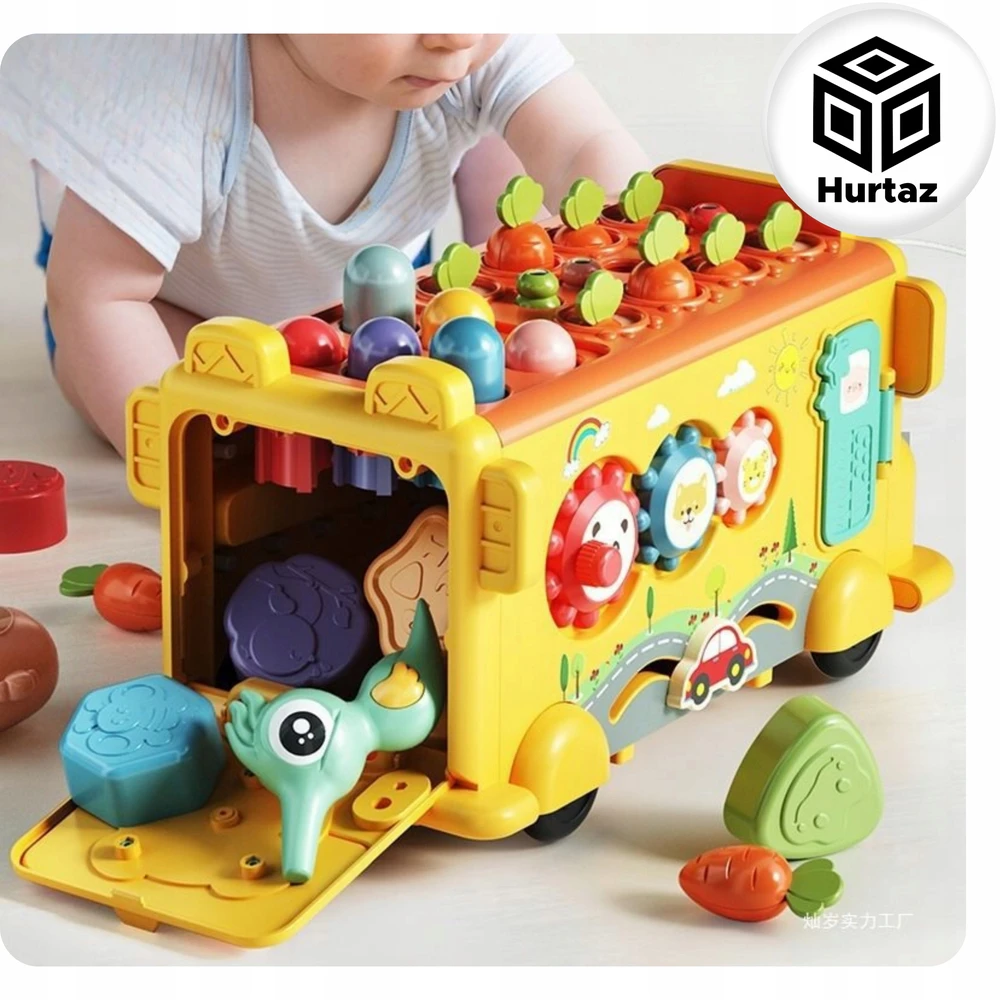 SORTER MOKOMOJO AUTOBUSA INTERAKTYVUS MONTESSORI BLOKAS CULMER HAMMER