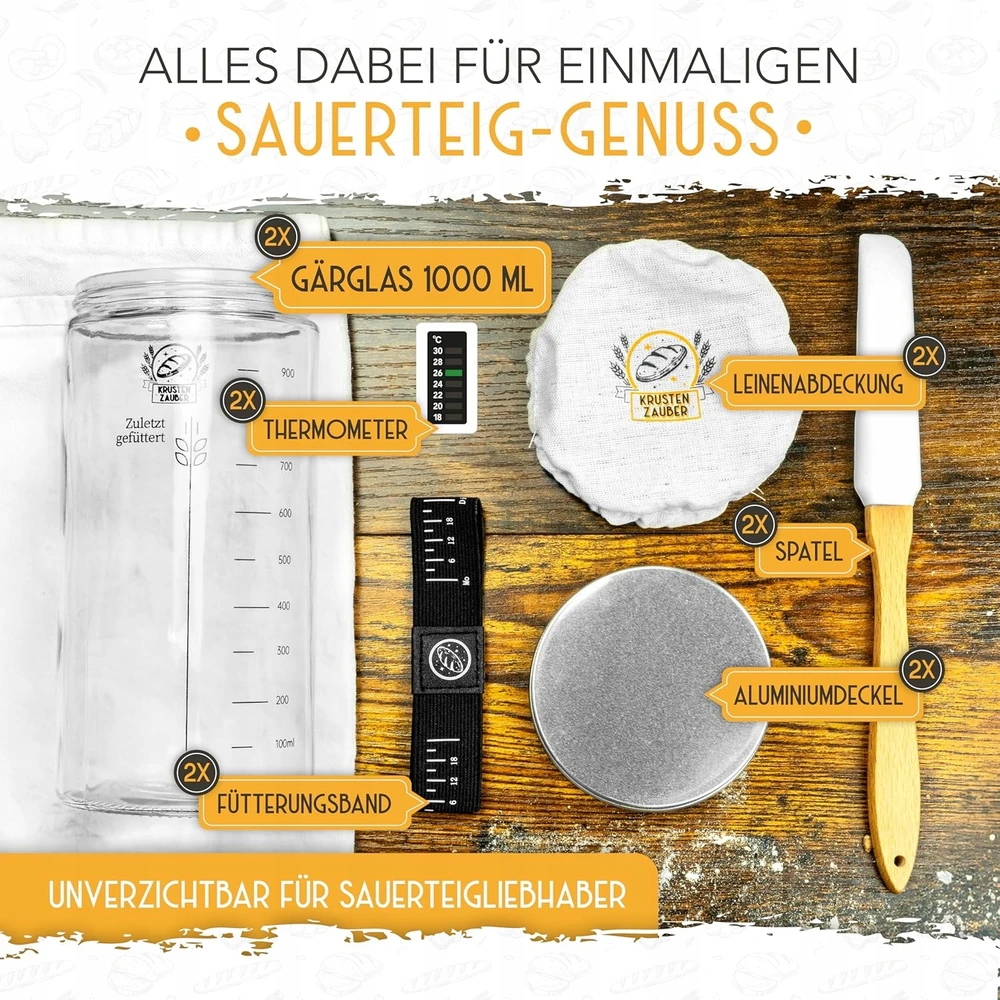 SOURDIN STARTER KIT 1000ml FERMENTACINIO STIKLO TERMOMETRO METELĖ