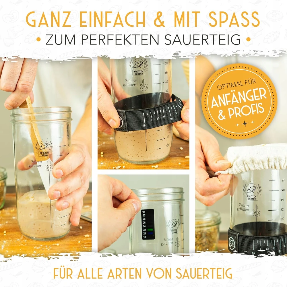 SOURDIN STARTER KIT 1000ml FERMENTACINIO STIKLO TERMOMETRO METELĖ