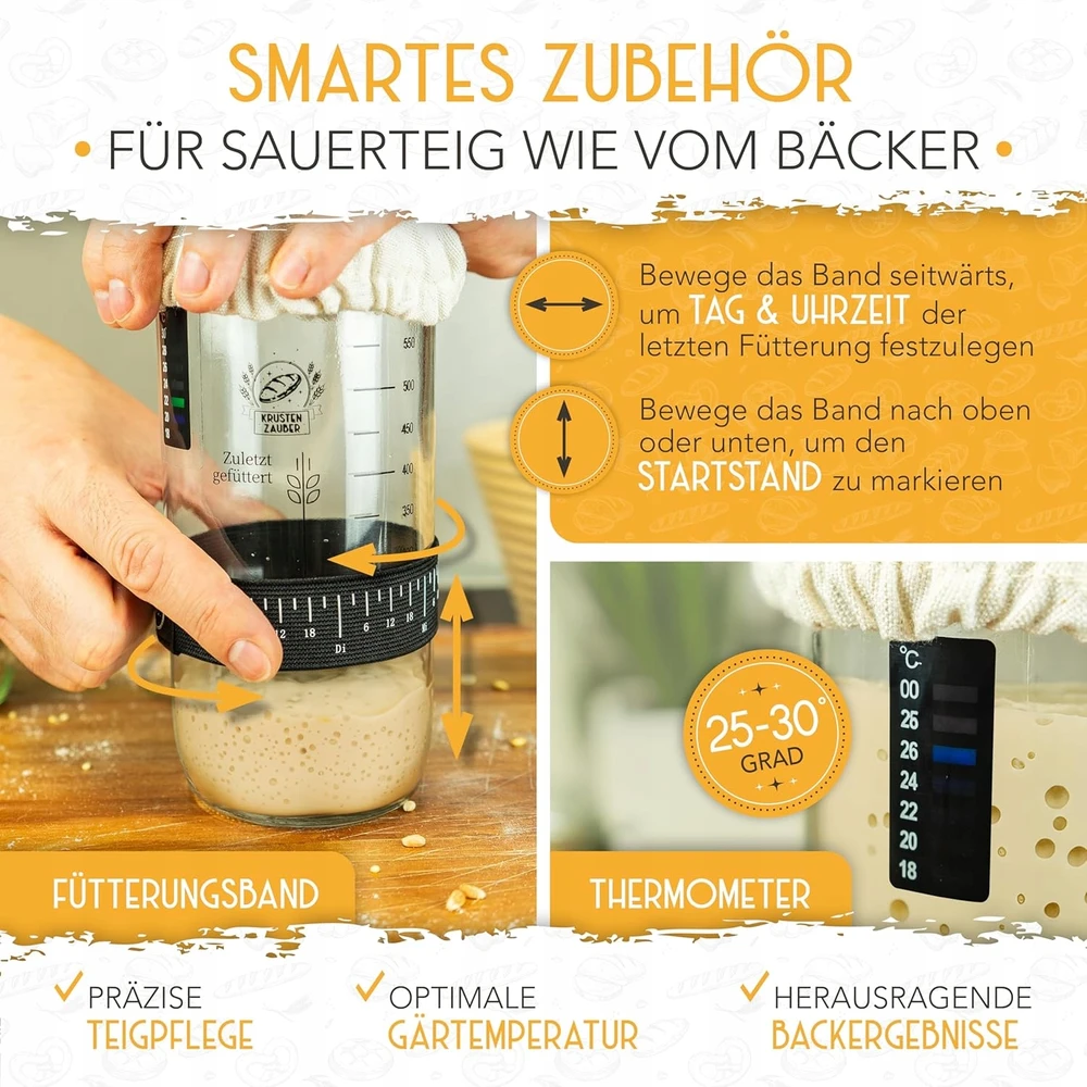 SOURDIN STARTER KIT 1000ml FERMENTACINIO STIKLO TERMOMETRO METELĖ
