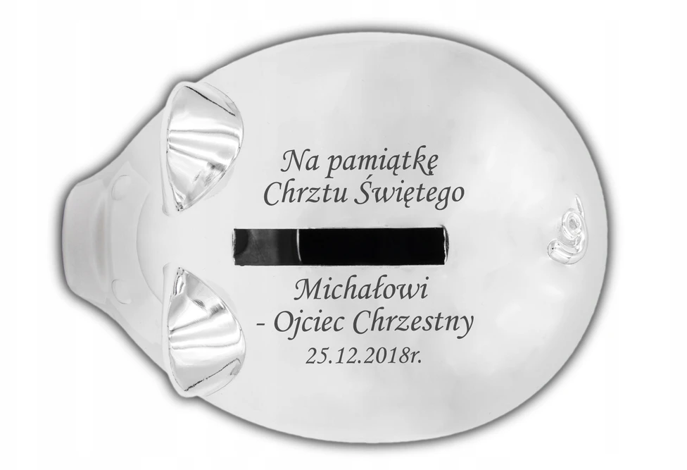 Sovenir Skarbonka Świnka su GRAWEREM Chrzest Roczek Prezent