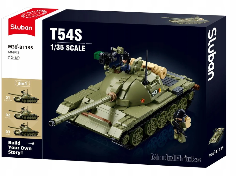 Sovietų tankas T-51 mastelis 1:35 3in1 modelis Sluban 604 el M38-B1135