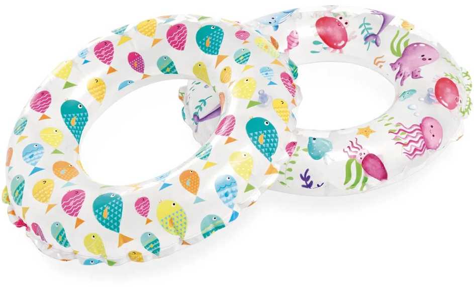 Spalvingas žuvų plaukimo žiedas 61 cm INTEX 59241