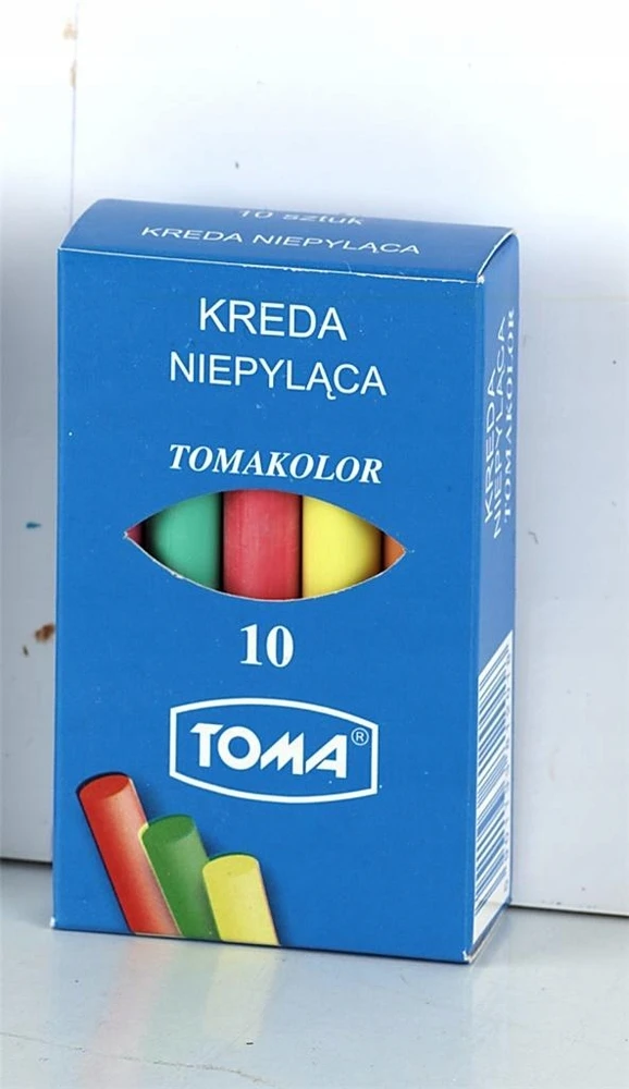 Spalvota mokyklinė kreida be dulkelių 10 vnt TOMA