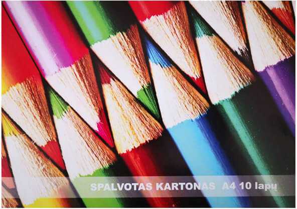 Spalvotas kartonas A4 formato, 10 lapų