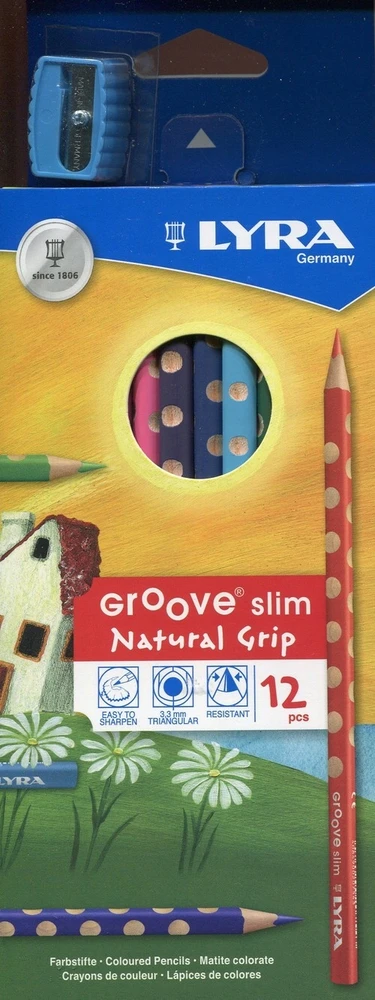 Fila Spalvotas pieštukas Lyra Groove Slim 12vnt.+drožtukas